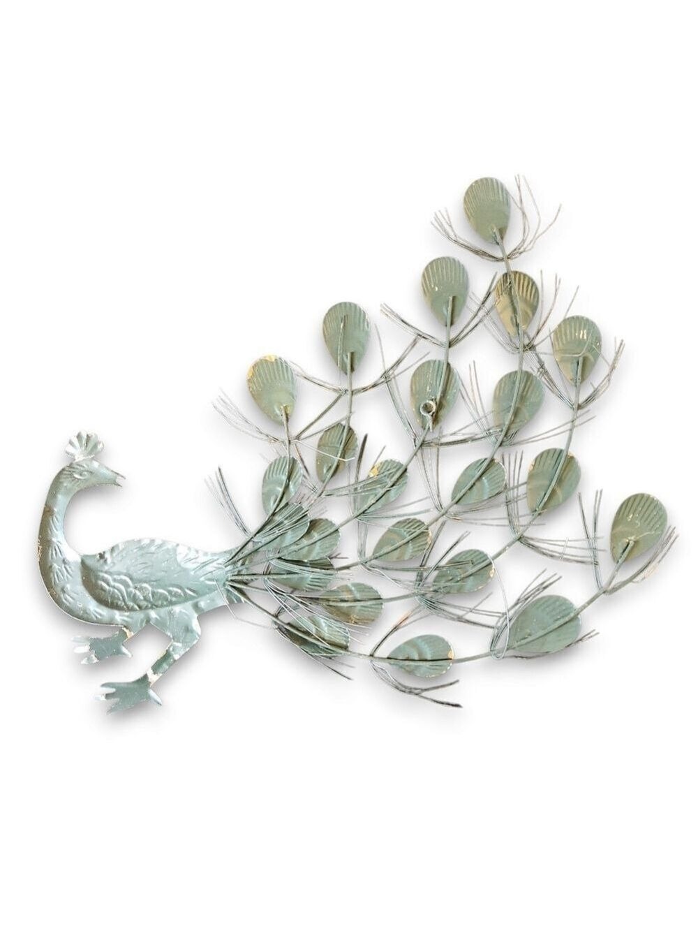 Vintage MCM Wall Decor Tin Peacock PAIR (Made in Hong Kong) Circa 1950-1960s - Picture 5 of 11